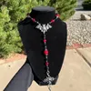 Collares colgantes Collar de rosario de murciélago llameante Grunge Goth Punk