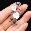 Charms Natural Shell White Black Stone Alloy Bloemhanger Broche voor sieraden maken DIY ketting Earring Accessoires Gift Party Decor