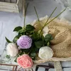 Dekorativa blommor Mors daggåva Enkel gren Simulering Fake Rose Flower Artificial Peony Wedding Year Decoration Home Party Silk