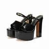 Brand Name Womens Sandals High Heel 15CM Platforms Female Buckle Strap Rhinestone Shoes SZ35-43