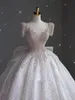 Abito da sposa lungo in cristallo scintillante con una linea Abito da ballo in pizzo Abiti da sposa in cristallo con paillettes di lusso Abiti da sposa su misura Abiti da sposa su misura