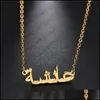 Pendanthalsband Fashion Creative Middle East Arabic Alphabet Halsband Damer Namn Rostfritt st￥l CLAVICLE Kedja Gift Smycken Drop Dh5ul