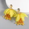 Dangle Earrings Dvacaman Bohemian Petal Fringed For Women Handmade Colorful Acrylic Beaded Statement Drop Korea Sweet Jewelry