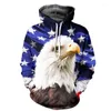 Sweats à capuche pour hommes/femmes, sweat-shirt rétro drapeau américain décontracté unisexe Harajuku impression 3D veste américaine 2023