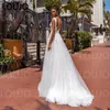 Robe De mariée autres robes paillettes Tulle Boho longue col en v dos ouvert mariée sans manches robes De mariée princesse Robe MarieeAutre