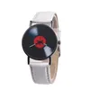 Montreuses-bracelets Fashion Femmes Recherches en vinyle Retro Vinyl Design en cuir montre analogique Quartz Horloge Casual Dresswristwatches Will22
