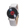 Polshorloges mode dames horloges retro vinyl records ontwerp lederen horloge analoge legering kwarts dames klok casual dresswristwatches will22