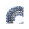 Pierre bleue Aventurine ronde naturelle perles d'espacement en vrac 40 cm brin 4 6 8 10 12 mm pour bracelets de bricolage bracelet fabrication de bijoux goutte Dhgarden Dhybn
