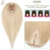 Sintetico s TESS Hair Topper 6x9cm Silk Base Women Straight Human Natural piece Clip In s For 230214