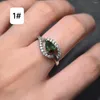 Cluster Rings 1pcs/lot Natural Green Red Pink Yellow Tourmaline Ring S925 Silver Color Simple Premium Fashion Ladies Jewelry Gift Crystal