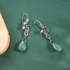 Boucles d'oreilles pendantes Vintage métal sculpté à la main champignon suspendu hétérosexuel pierre dames crochet goutte bijoux