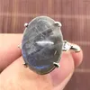 Cluster Rings Natural Labradorite Beads Ring Jewelry For Women Men Crystal Oval Healing Luck Gift Moonstone Stone Adjustable