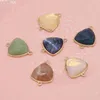 Pendant Necklaces 1PCS Natural Stone Lapis Lazuli Citrine Triangle Faceted Connector For Jewelry MakingDIY Necklace Accessories Charm Gift