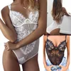 Combinaisons pour femmes Barboteuses Sexy dentelle florale femmes combinaison évider fleur noeud sans manches pure body salopette courte dos nu combishort 230214