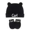 Casquettes Chapeaux Nom personnalisé né Bébé Mignon Chapeau Mitaines Avec Oreilles Coton Extensible Garçons Filles Chaud Cap Gants Douche Cadeaux 230213