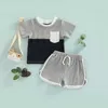 Zestawy odzieży Summer New Kids Baby Boys Pants Suit Ubrania Krótkie rękawowe druk kieszonkowy szorty komputery PCS dla maluchów