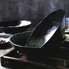 Skålar lingao nethongri keramisk nudel skål hushåll ramen stor nötköttssoppa bestick mala runda