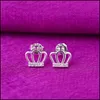 Charme 925 Sterling Sier Couronne Boucles D'oreilles Pour Les Femmes De Mode Minuscule Oreille Pin Fine Jewelry Drop Delivery Dhqjf