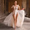 Платья для вечеринок Eightree White Aline Wedding Elegant Высокое расщепление тюля вечернее платье Boho Beach Rooveless Prom Prom Plus Plus Size 230214