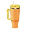 Nouveau gobelet en acier inoxydable de 40 oz avec poignée couvercle paille rugueuse paillettes UV dégradé couleurs grande capacité bouteille d'eau camping en plein air tasse tasses de voyage isolées sous vide