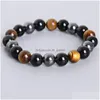 Beaded Tiger Eye Hematite Black Obsidian 10Mm Stone Bracelet Jewelry For Women Gift Men Drop Delivery Bracelets Dhgarden Dhrv0