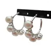 Hoop Earrings KKGEM Office Style 8mm Natural Freshwater Cultured White Pearl Gold Plated Stud