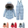 Jas babyjongens parka meisjes kleren kinderen omlaag kinderen warme sneeuwpuit bovenkleding romper kleding set Russische winterjassen set