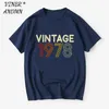 Camisetas masculinas vintage 1978 angustiado Retro Fade 44rd Birthday Gift Party Festa Cotton Plus Size Men Momen Roupos O pescoço de manga curta Top