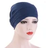 Abbigliamento etnico 2023 Turbanti musulmani per le donne Soild Color Underscarf Caps Hijab interno femminile Turbante Femme Musulman Arab Headwrap Hat Bon