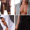 Herren-Nachtwäsche, hochwertige Kapuzen-Bademäntel, Herren-Sexy-Kimono, ärmellos, Pijama, Homewear, lockerer Lounge-Bademantel, Bade-Pyjama