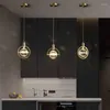 Lampes suspendues haut de gamme tout en cuivre lumière luxe petit lustre nordique moderne minimaliste boule de cristal fond mur couloir plafonnier