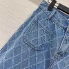 Zweiteilige Damenhose Designer 22 Saisonale gerade Jeans mit Rautenkaromuster, hoher Taille und Spitze C0D7