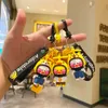 Key Rings Korean Lalafanfan Duck Keychain Charms with Helmet Yellow Duck Figure Ducks Doll Toys Cute Keychains for Kids Gift
