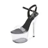 Sandals Model Vrouwen transparant Crystal Platform 17 cm feestclub Super hiel vrouwelijke zomer sexy strass Clear Shoes