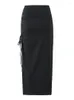 Skirts YENKYE Fashion Women Solid Low Waist Side Slits Drawstring Long Skirt Sexy