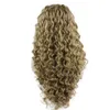 26 "extra lange bruine blonde pruik warmte vriendelijk kanten voorste synthetisch haar krullende pruik