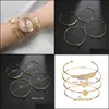 Bangle Crossborder European Bracelets Fashion Simple Leaves Deer Head Love Snowflake Bracelet 4 Sets Of Foreign Trade Jewelry Drop De Dhrue