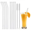 Qbsomk Borosilicate Glass Straws Eco Friendly Reusable Drinking Straw for Smoothies Cocktails Bar Accessories Straws with Brushes