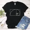 Dames t shirts fibonacci spiraal t-shirt unieke wetenschap wiskunde golden ratio super ingenieur shirt tees