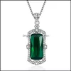 H￤nge halsband gr￶n sten smaragd diamant halsband charm parti br￶llop h￤ngen f￶r kvinnor lyx smycken sier drop leverans dh7mc