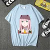 Camisetas para hombre Darling In The Franxx Anime Harajuku Zero TWO Girl, Camiseta estampada para hombre/mujer, camisetas holgadas de manga corta de verano, camiseta elegante para hombre