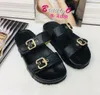 Flipers de moda cl￡ssicos Bom Dia Mula Plana 1A3R5M Cool Slides sem esfor￧o, sem esfor￧o, 2 tiras com fivelas de ouro ajustadas Slippers de ver￣o 329-1