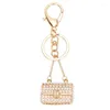 Keychains Crystal Rhinestone Purse Keychain Keyring Key Ring Chain Bag Charm Pearl Pendant