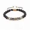 Strand Design Men Armband Natural Stone Hematite CZ Micro Pave Tube Friendship Macame Justerbar