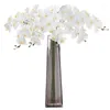 Flores decorativas Orquídea Artificial Butterfly Touch Real Branco 37 polegadas de altura 9 grandes flores falsas Phalaenopsis Flor Home Decoração de casamento