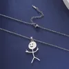 Key Rings Dreamtimes Fashion Hip Hop Fxck You Funny Doodle Pendant Necklace For Man Woman Stickman Middle Finger Rock Punk Neckl