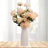 Flores decorativas decoração em casa artificial 3 cabeças rosa peonies bouquet flor flor de seda diy ano decoração de jardim falsa