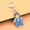 Keychains Metal Enamel Halo Angel Pendant Christ Cross Keychain Catholic Charms Key Chain Ring Holder Keyring Women Men Baptism Jewelry