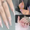 Uñas postizas 24 piezas Puntas de uñas Nials falsos Rosa Púrpura DIY Manicura Bailarina francesa Larga
