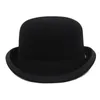 Chapéus de aba larga Bucket Gemvie 4 Cores 100 Lã Felt Derby Bowler para homens Mulheres Magicista de Fedora Fedora Fedora Magicista 230214